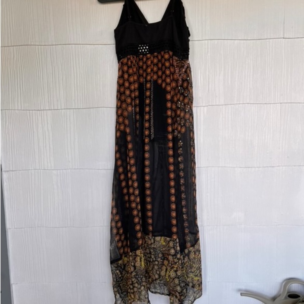 Black and Orange Patterned Maxi Dress